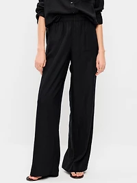 High-Waisted Linen-Blend Super Wide-Leg Pants