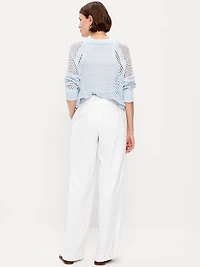 High-Waisted Linen-Blend Wide-Leg Pants