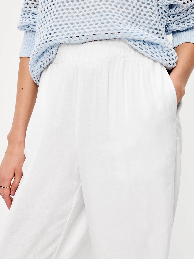 High-Waisted Linen-Blend Wide-Leg Pants