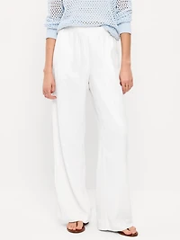 High-Waisted Linen-Blend Wide-Leg Pants