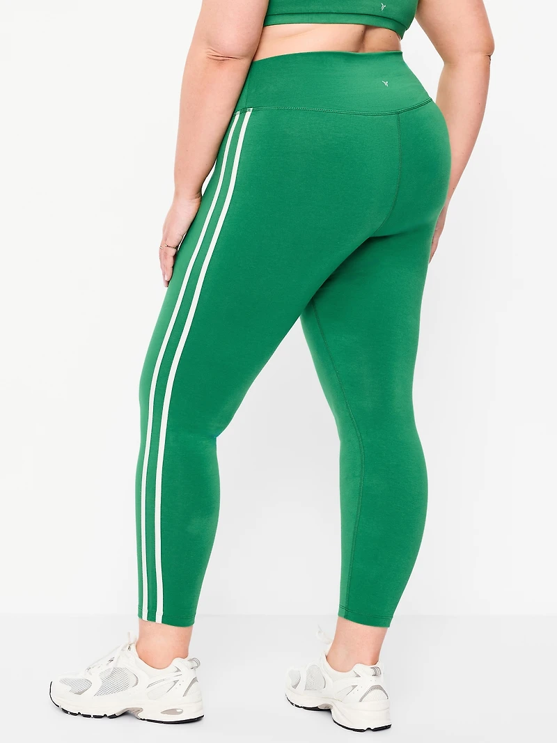 High-Waisted PowerChill Side-Striped 7/8 Cotton Leggings
