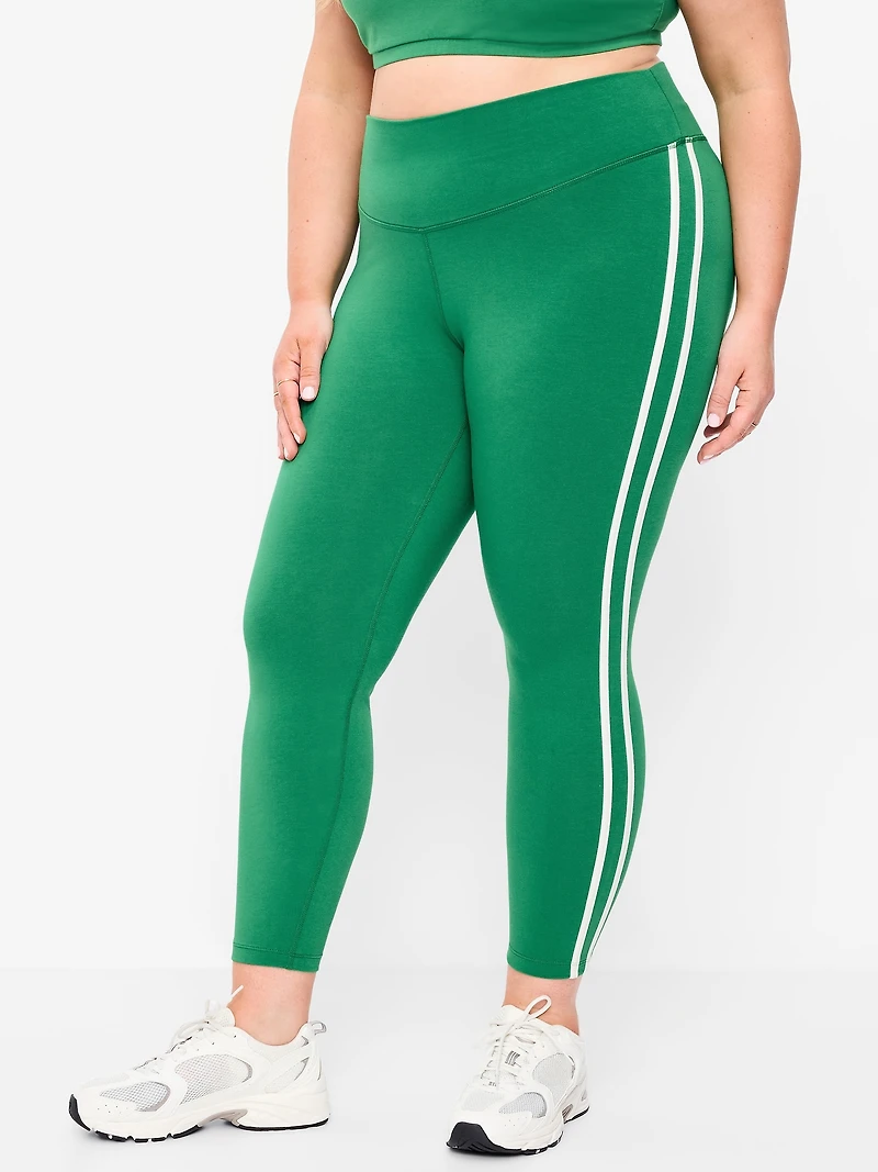 High-Waisted PowerChill Side-Striped 7/8 Cotton Leggings