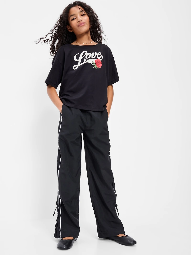 High-Waisted Bow Parachute Pants for Girls