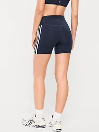 High-Waisted PowerChill Side-Stripe Biker Shorts - 5-inch inseam