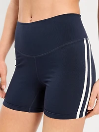 High-Waisted PowerChill Side-Stripe Biker Shorts - 5-inch inseam