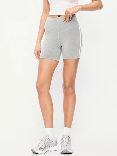 High-Waisted PowerChill Side-Stripe Biker Shorts - 5-inch inseam