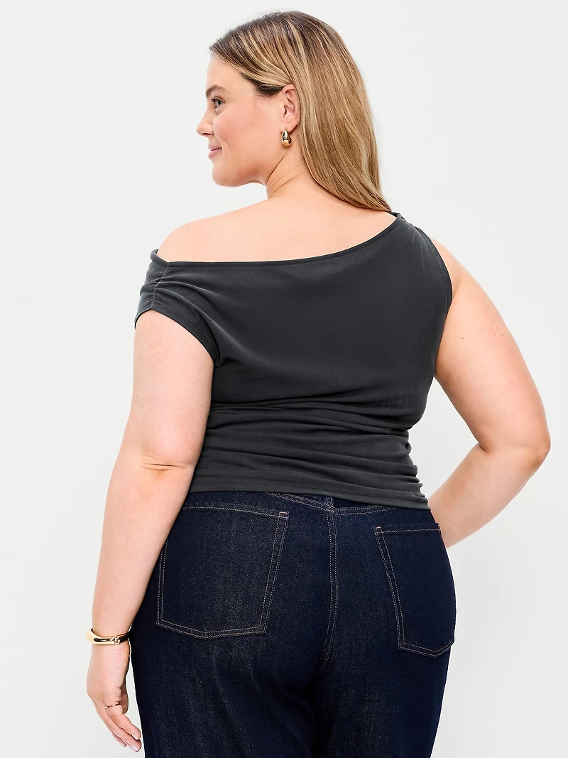 Slit-Neck Ruched Top