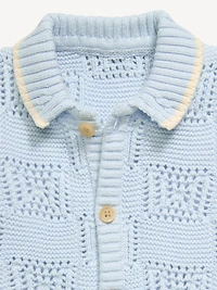Short-Sleeve Sweater-Knit One-Piece Romper for Baby