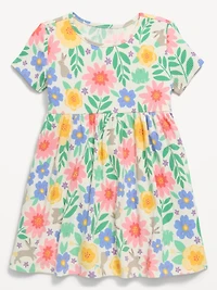Short-Sleeve Ribbed Graphic Dress for Toddler Girls