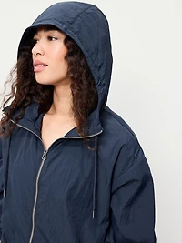 Loose-Fit Hooded Trench Coat