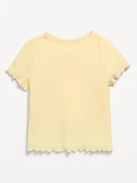 Short-Sleeve Lettuce-Edge T-Shirt for Toddler Girls