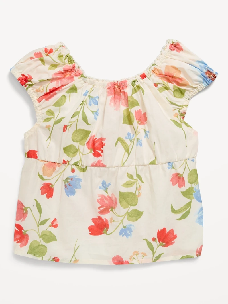 Fitted Button-Front Poplin Top for Girls