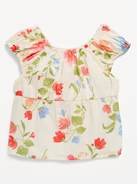 Fitted Button-Front Poplin Top for Girls