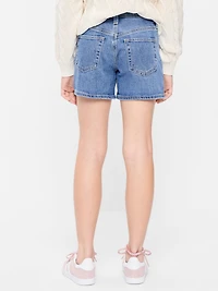 High-Waisted Hearts Jean Midi Shorts for Girls