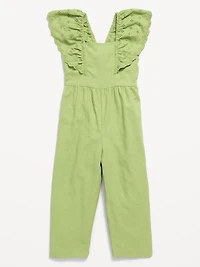 Linen-Blend Ruffled Jumpsuit for Toddler Girls