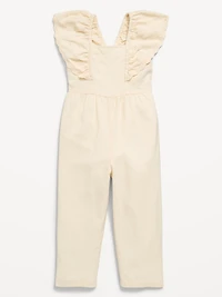 Linen-Blend Ruffled Jumpsuit for Toddler Girls