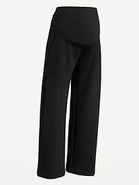 Maternity Bounce Fleece Rollover-Waist Wide-Leg Pants