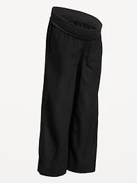 Maternity Rollover Waist Linen-Blend Super Wide-Leg Pants