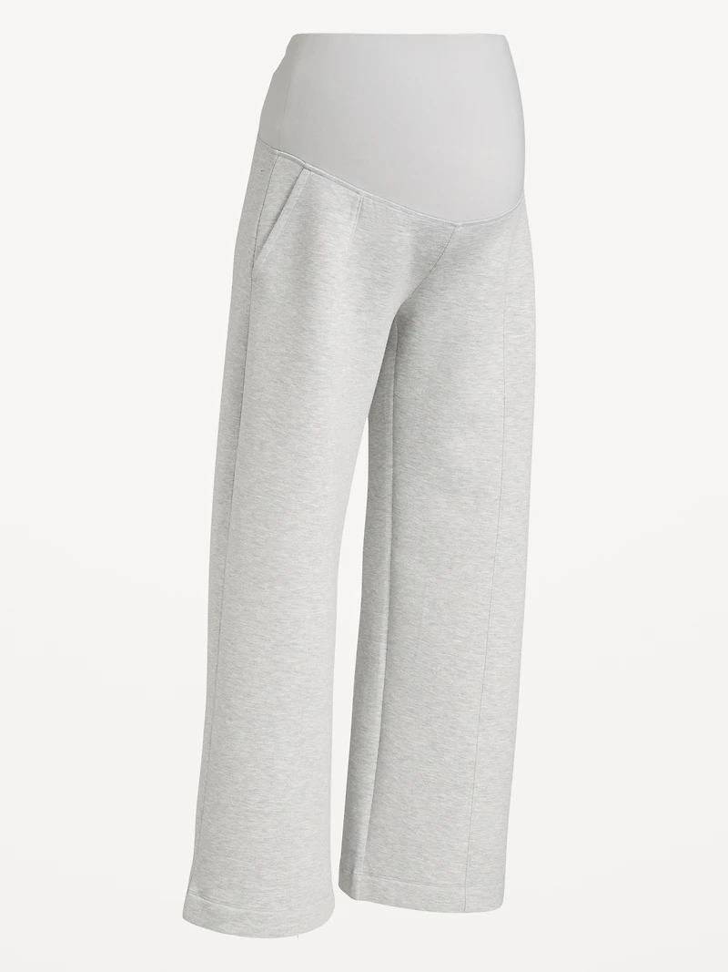 Maternity Bounce Fleece Full-Panel Wide-Leg Sweatpants