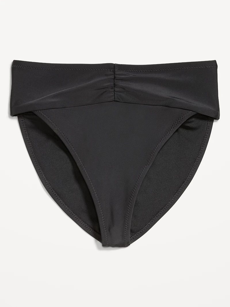 High-Waisted Cinched Bikini Swim Bottoms
