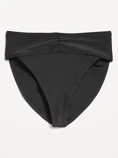 High-Waisted Cinched Bikini Swim Bottoms