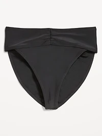 High-Waisted Cinched Bikini Swim Bottoms