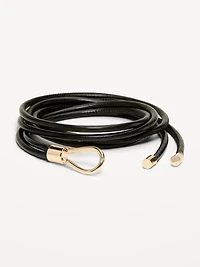 Faux-Leather Wrap Belt