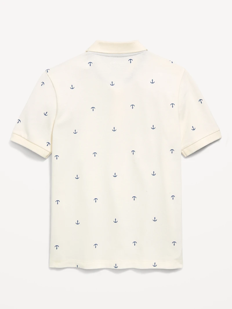 Printed Short-Sleeve Pique Polo Shirt for Boys