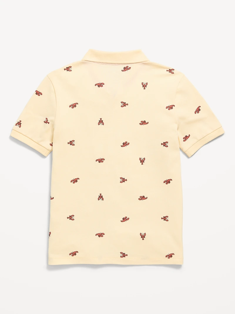 Printed Short-Sleeve Pique Polo Shirt for Boys