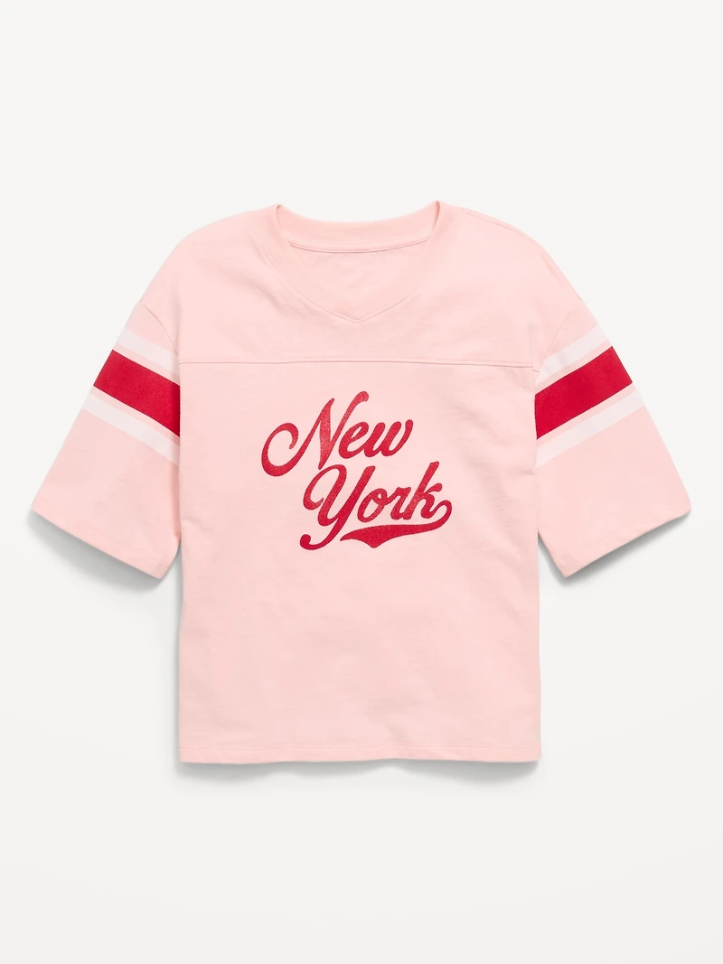 Oversized Football-Style T-Shirt for Girls