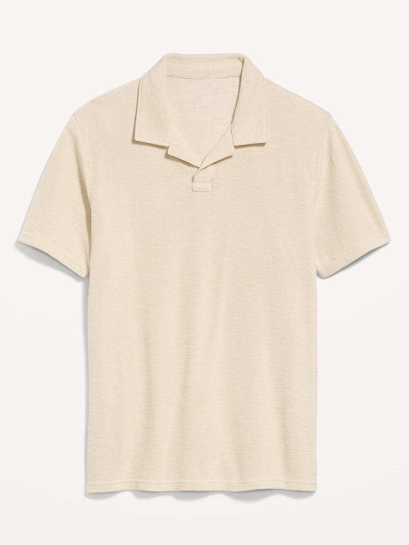 Textured Waffle-Knit Polo