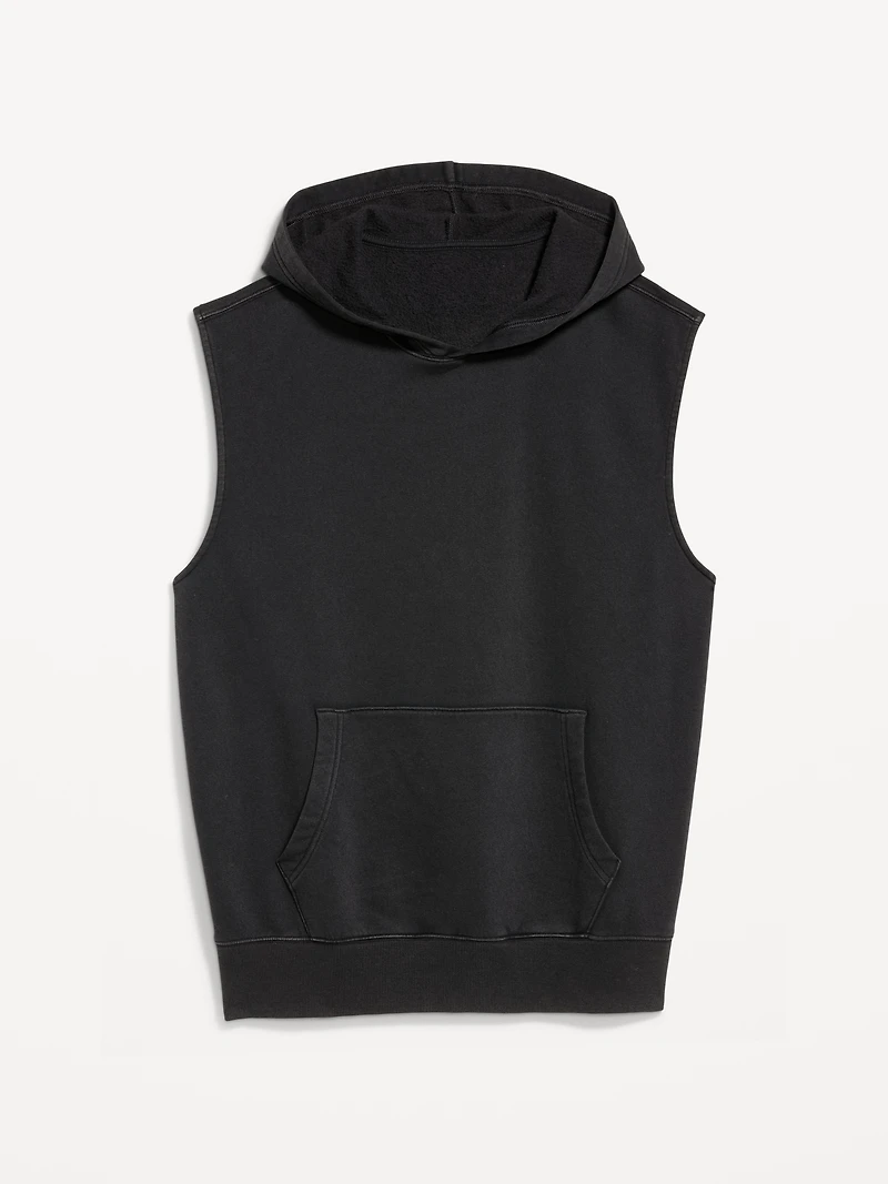 Sleeveless Washed Fleece Muscle Hoodie
