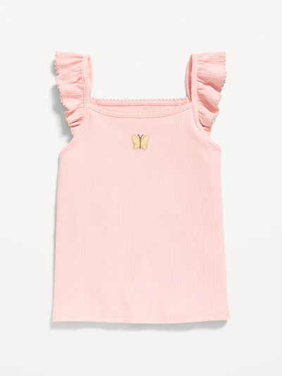 Ribbed Ruffle-Trim Cami for Toddler Girls