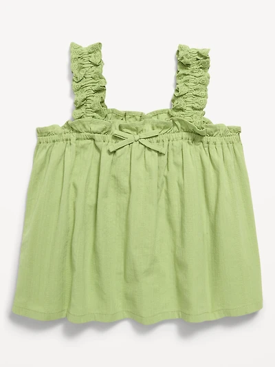 Sleeveless Textured Seersucker Top for Toddler Girls