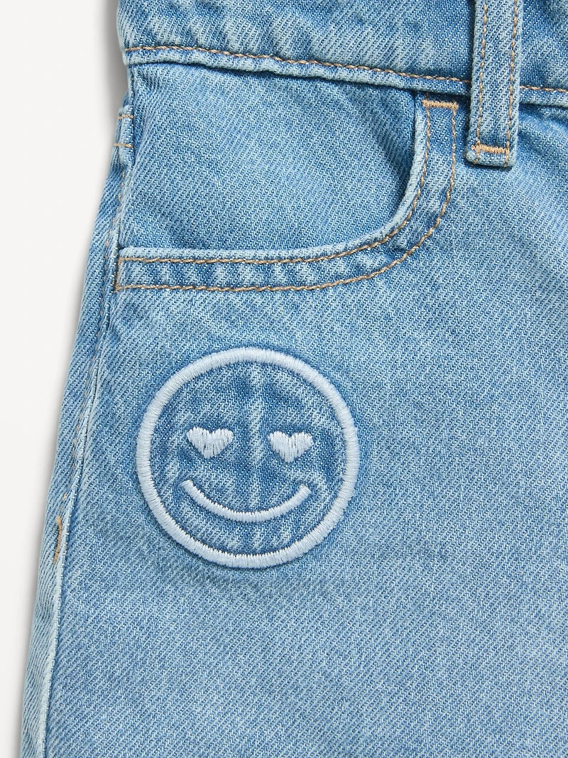 Embroidered Frayed-Hem Jean Shorts for Toddler Girls
