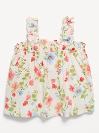 Printed Sleeveless Ruffled Top for Toddler Girls