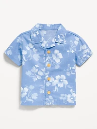 Printed Short-Sleeve Linen-Blend Shirt for Baby