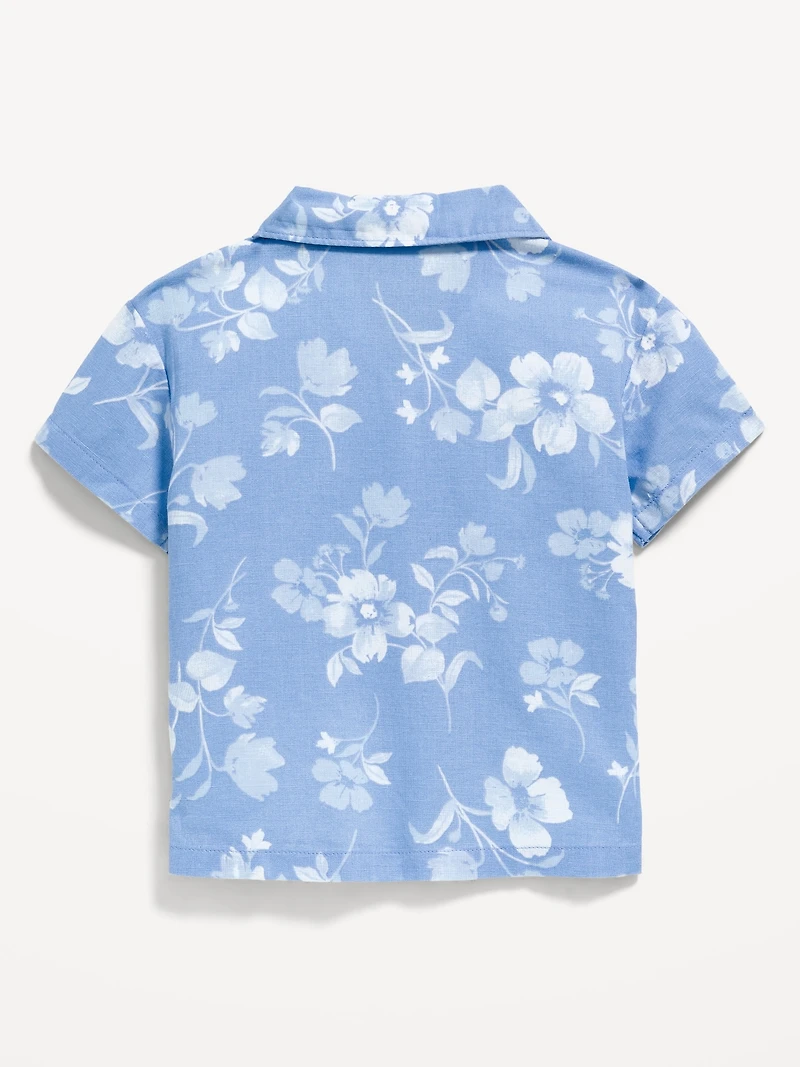 Printed Short-Sleeve Linen-Blend Shirt for Baby
