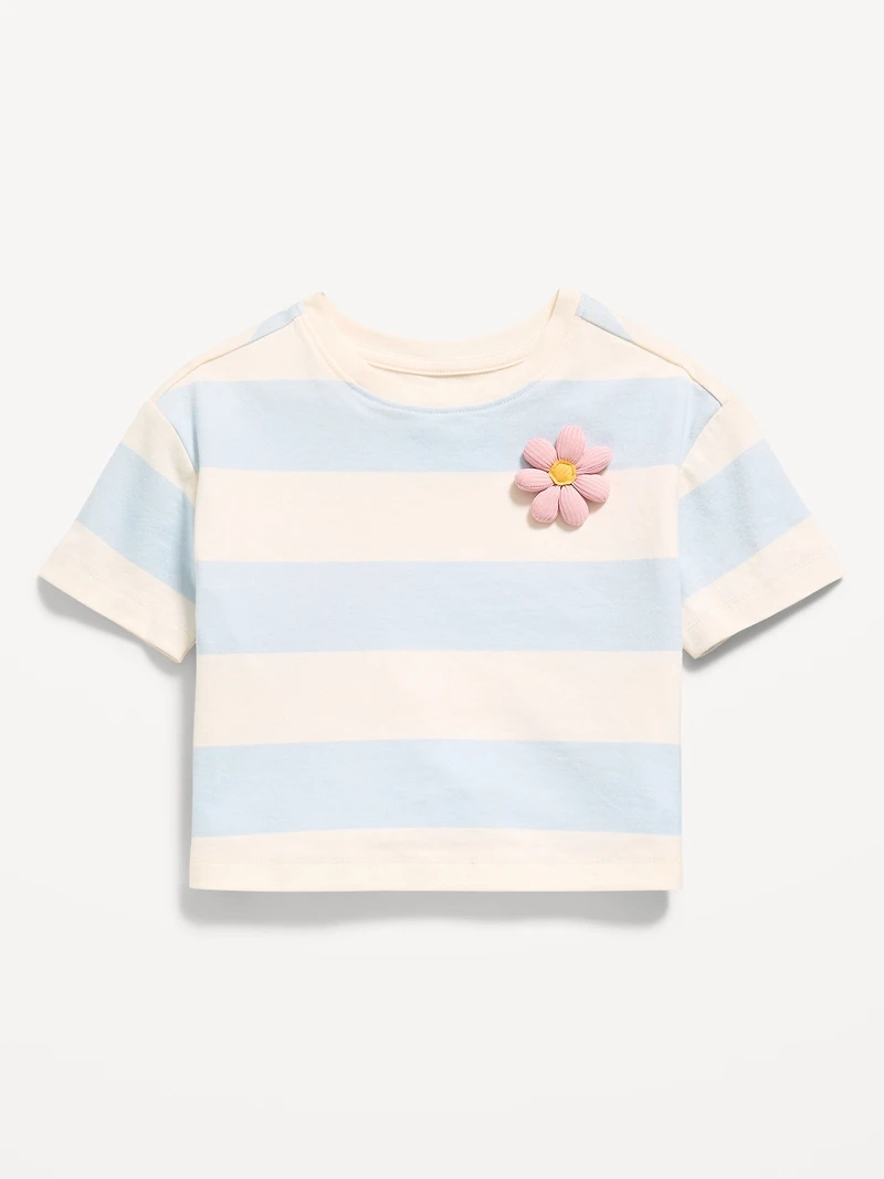 Boxy Short-Sleeve Applique T-Shirt for Toddler Girls