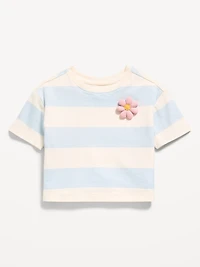Boxy Short-Sleeve Applique T-Shirt for Toddler Girls