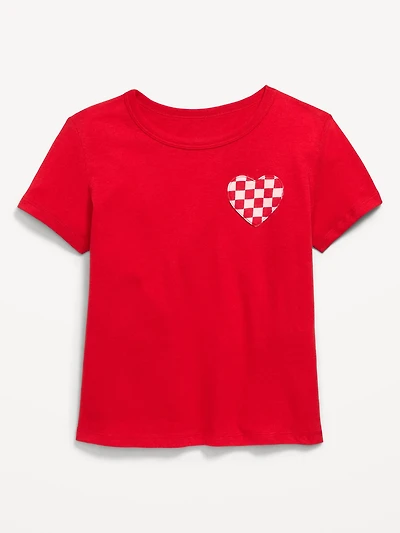 Softest Short-Sleeve Heart-Pocket T-Shirt for Girls