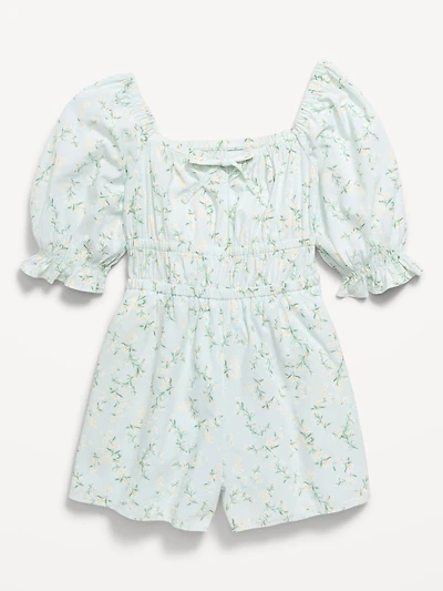 Printed Fit and Flare Romper for Girls