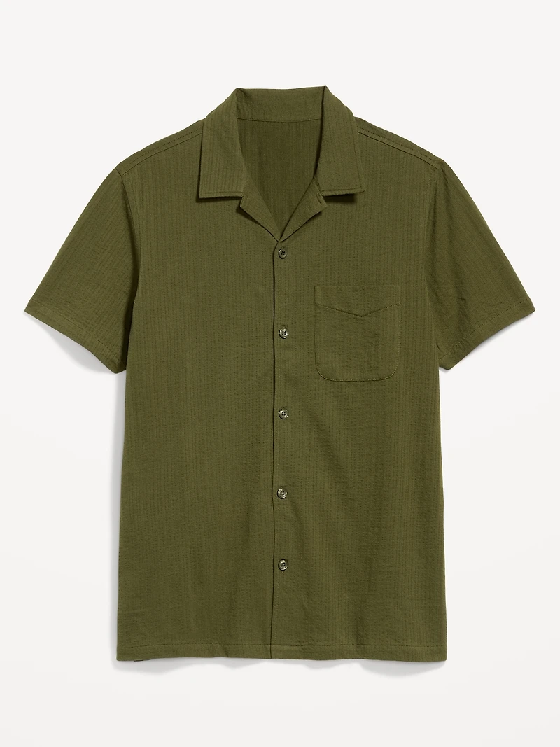 Short-Sleeve Textured Camp Shirt