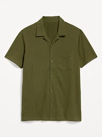 Short-Sleeve Textured Camp Shirt