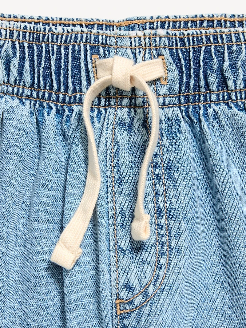 High-Waisted Pull-On Jean Shorts for Girls