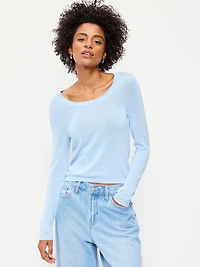 Fitted Scoop-Neck Jersey Sweater