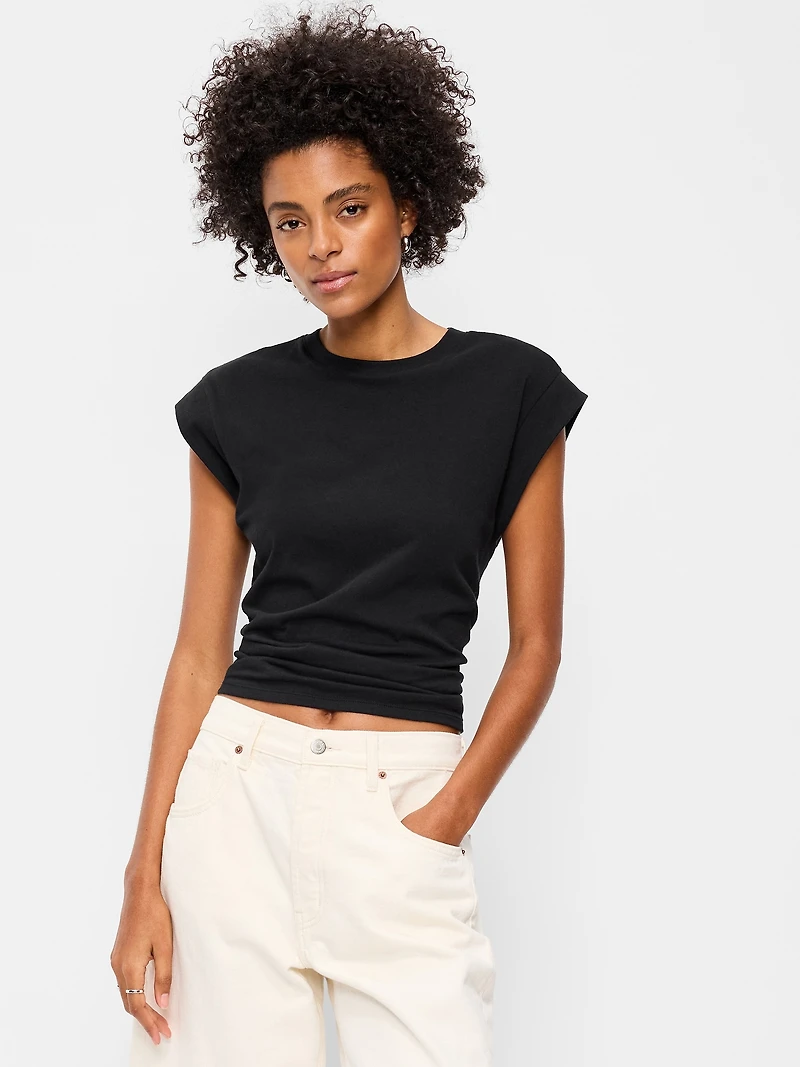 Cap-Sleeve Side-Cinch Top