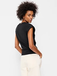 Cap-Sleeve Cinch-Waist Top