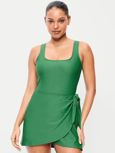 Matte Side-Tie Swim Dress