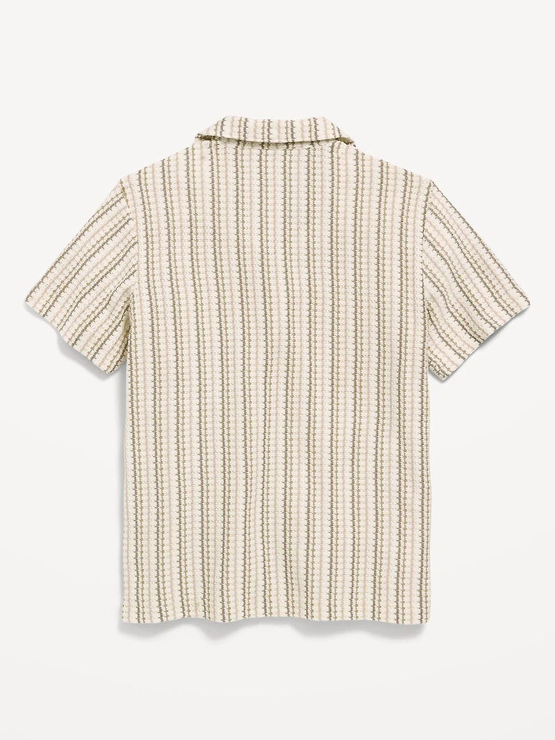 Oversized Short-Sleeve Sweater-Knit Shirt for Boys